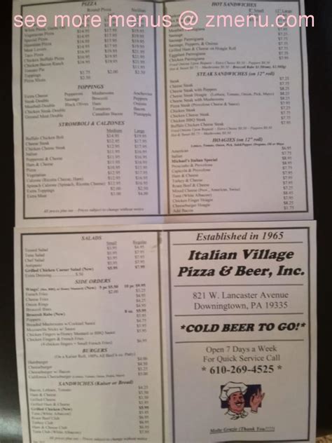 Italian village downingtown menu  Company - ITALIAN VILLAGE PIZZA & BEER Click To